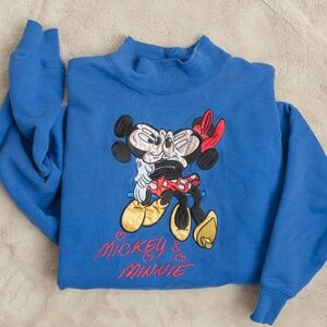 VINTAGE 90'S  EMBROIDERED MICKEY & MINNIE MOUSE SWEATSHIRT
